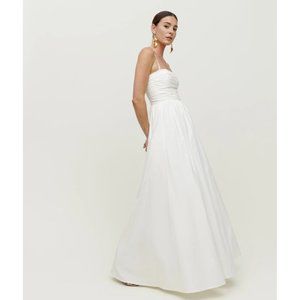 NWT Reformation Kastoria Dress in White Ivory Maxi Pleated Sleeveless Gown